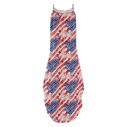 Watercolor Independence Womens Elegant Sleeveless Evening Dress - DeRose Seasonal