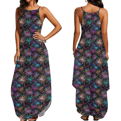 Sharp Fireworks Womens Elegant Sleeveless Evening Dress - DeRose Seasonal
