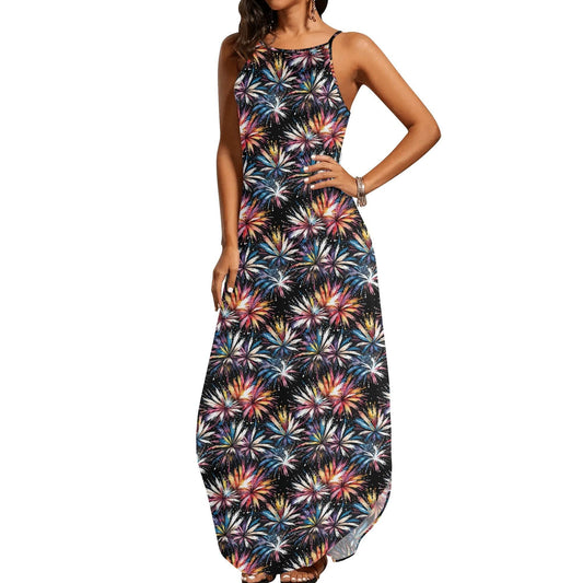 Freedom Fireworks Womens Elegant Sleeveless Evening Dress - DeRose Seasonal