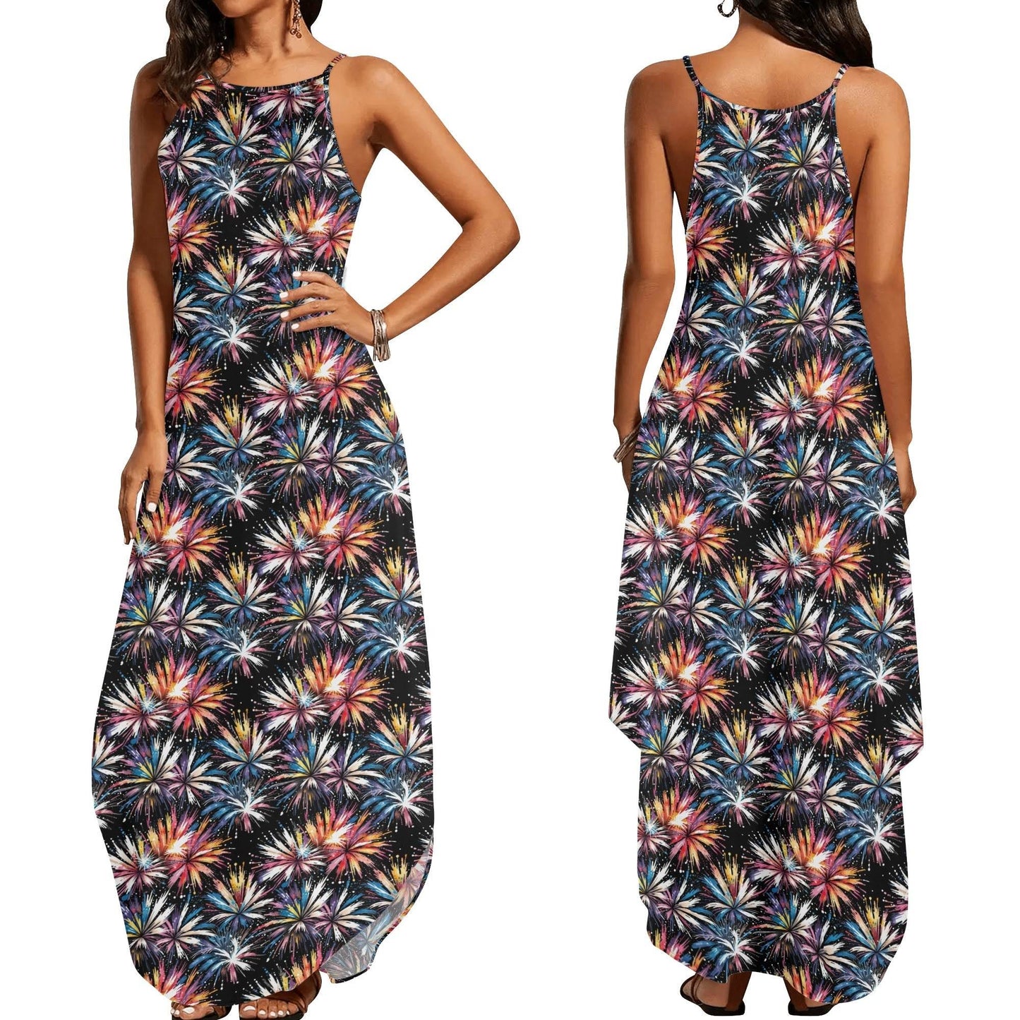 Freedom Fireworks Womens Elegant Sleeveless Evening Dress - DeRose Seasonal