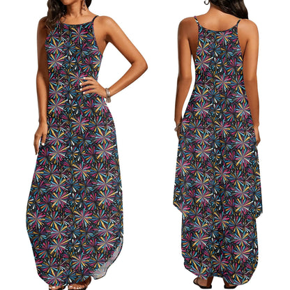Colorful Fireworks Womens Elegant Sleeveless Evening Dress - DeRose Seasonal