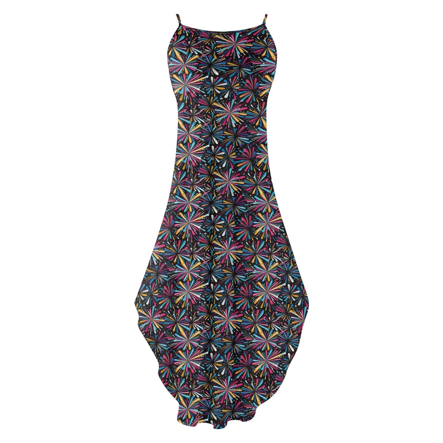 Colorful Fireworks Womens Elegant Sleeveless Evening Dress - DeRose Seasonal