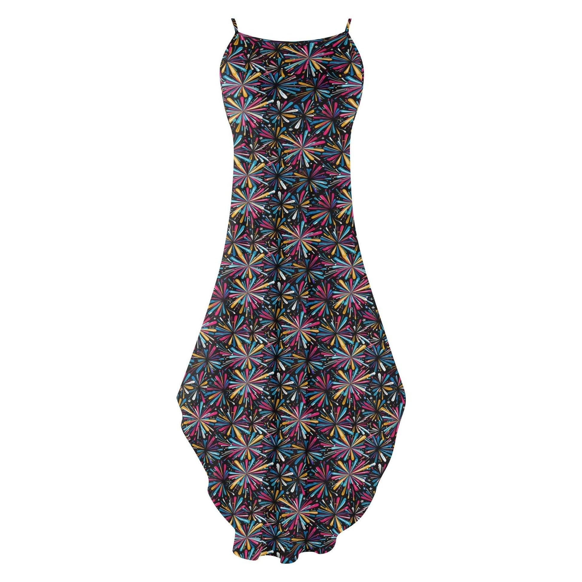 Colorful Fireworks Womens Elegant Sleeveless Evening Dress - DeRose Seasonal