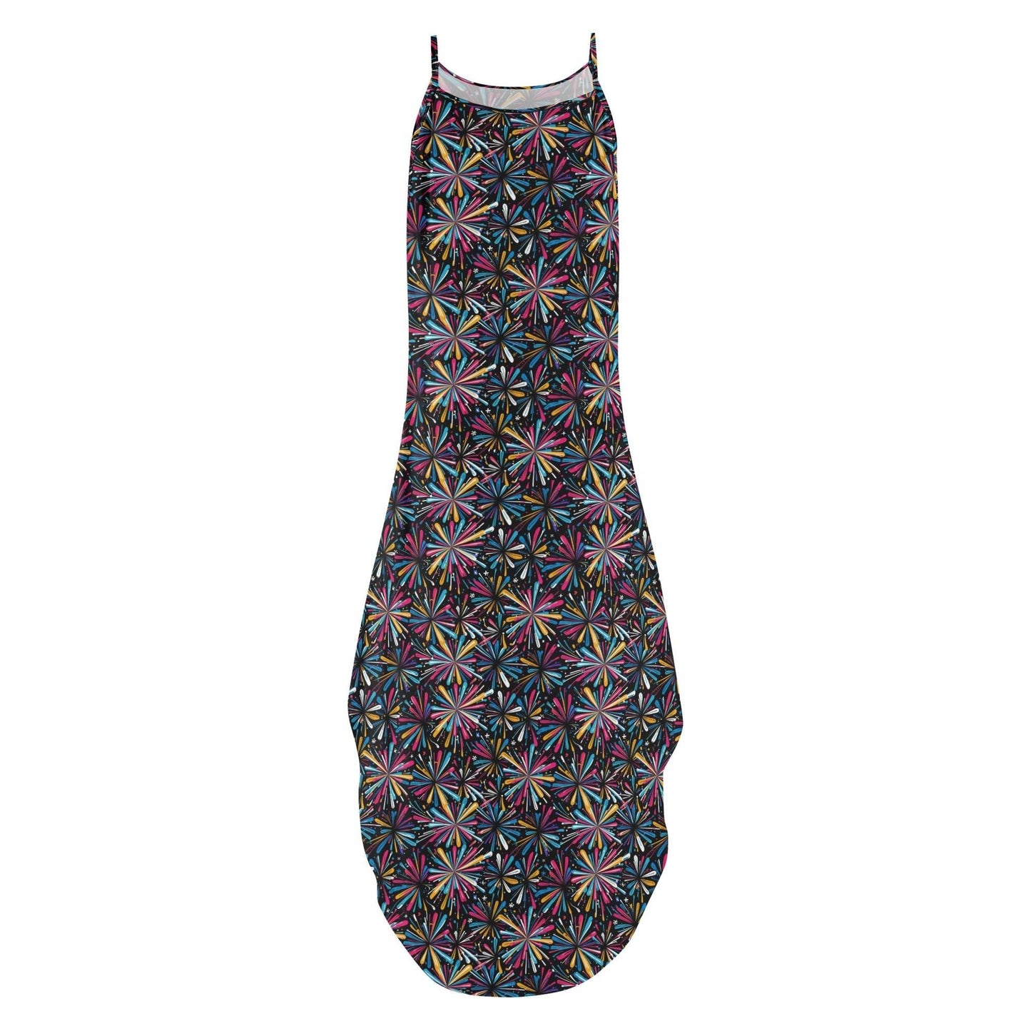 Colorful Fireworks Womens Elegant Sleeveless Evening Dress - DeRose Seasonal