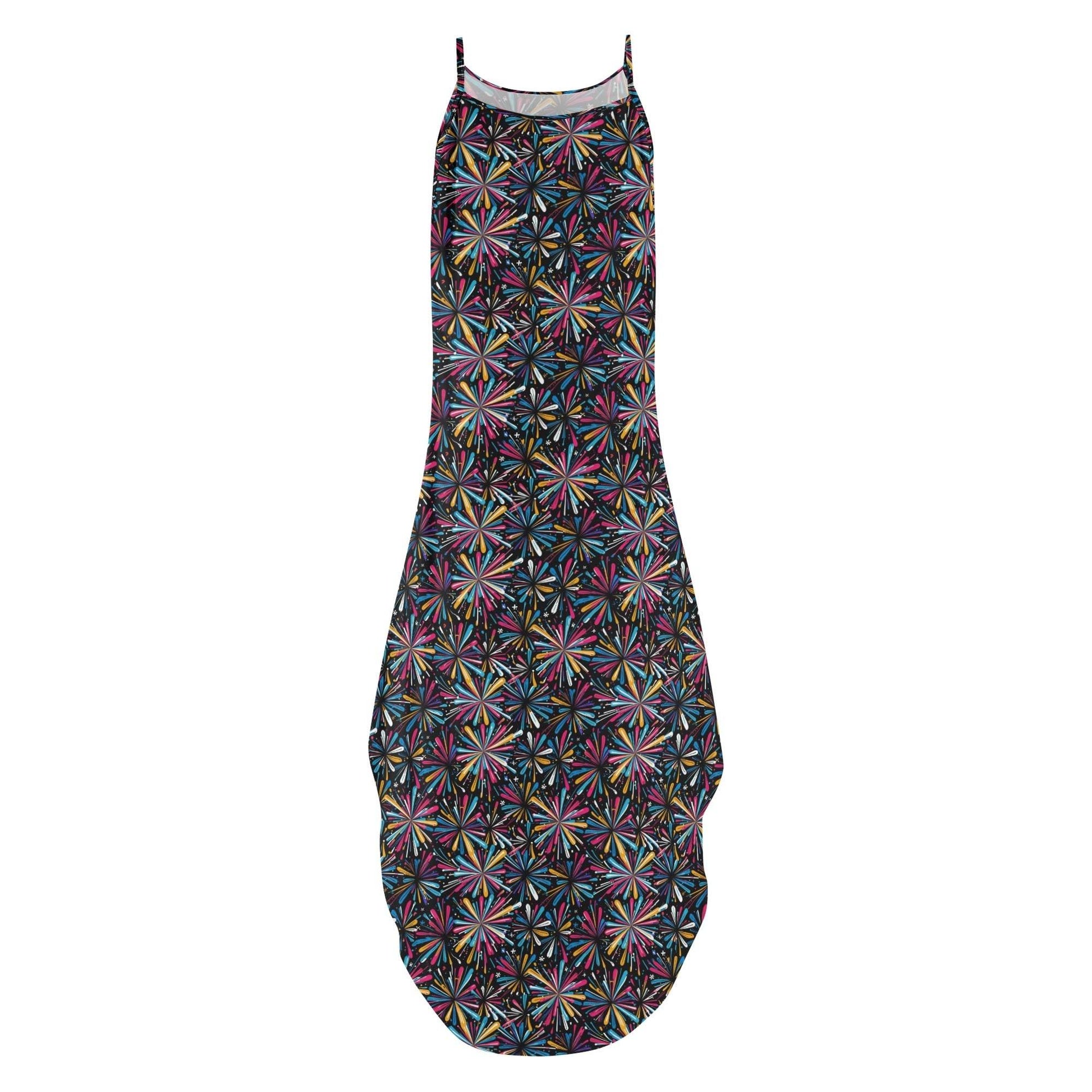 Colorful Fireworks Womens Elegant Sleeveless Evening Dress - DeRose Seasonal