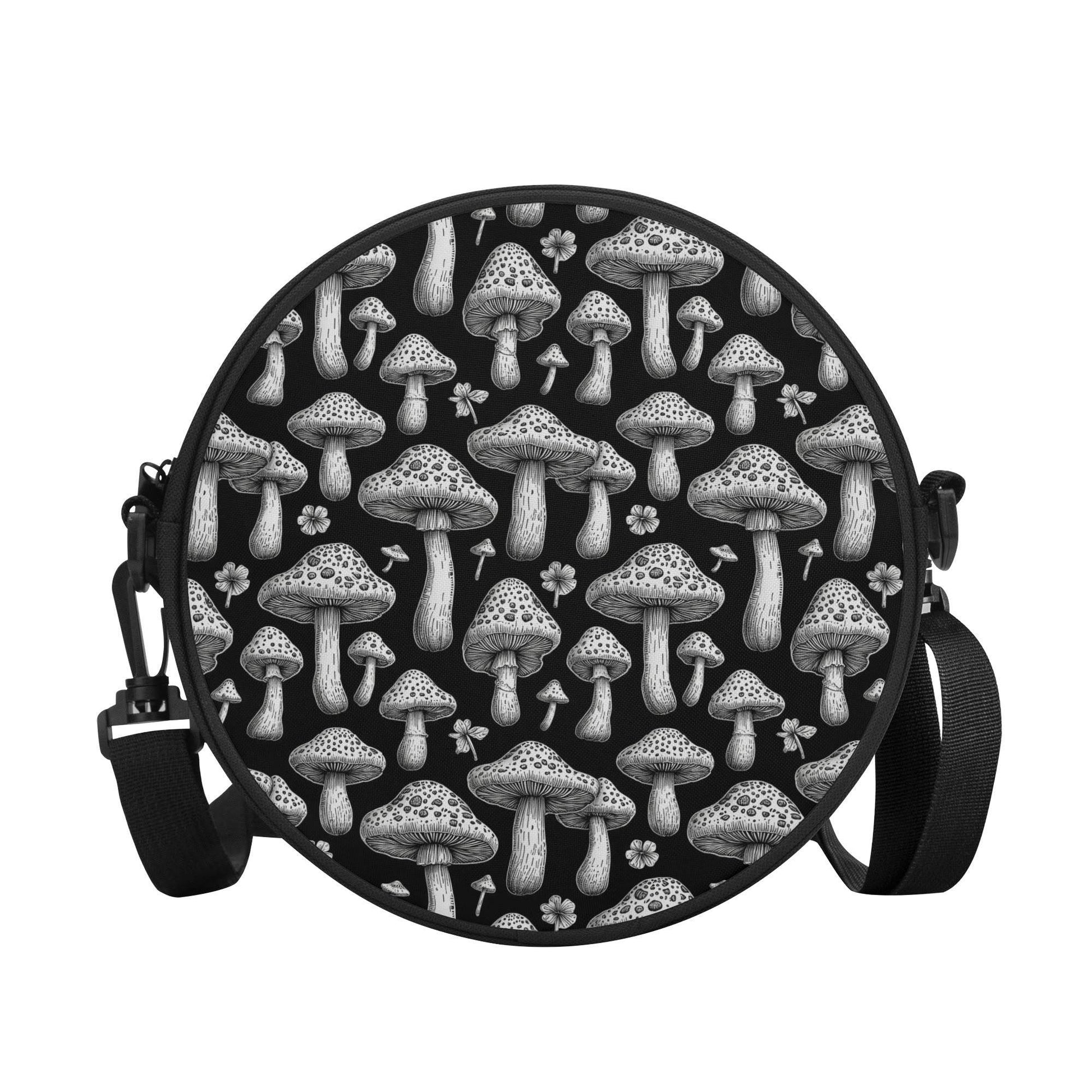 Black and White Mushroom Round Satchel Bag - DeRose Seasonal