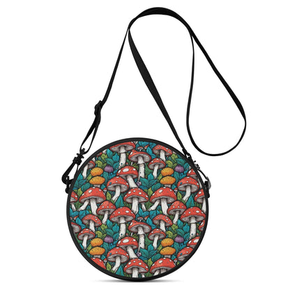Colorful Mushrooms Round Satchel Bag - DeRose Seasonal