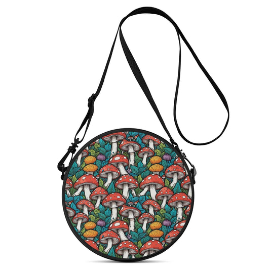 Colorful Mushrooms Round Satchel Bag - DeRose Seasonal