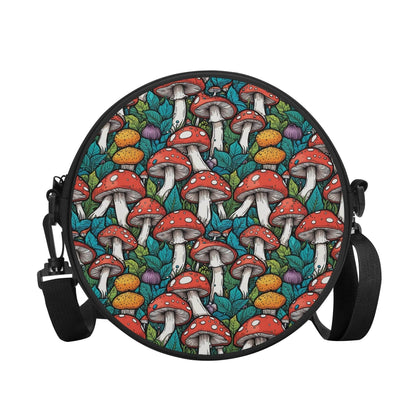 Colorful Mushrooms Round Satchel Bag - DeRose Seasonal