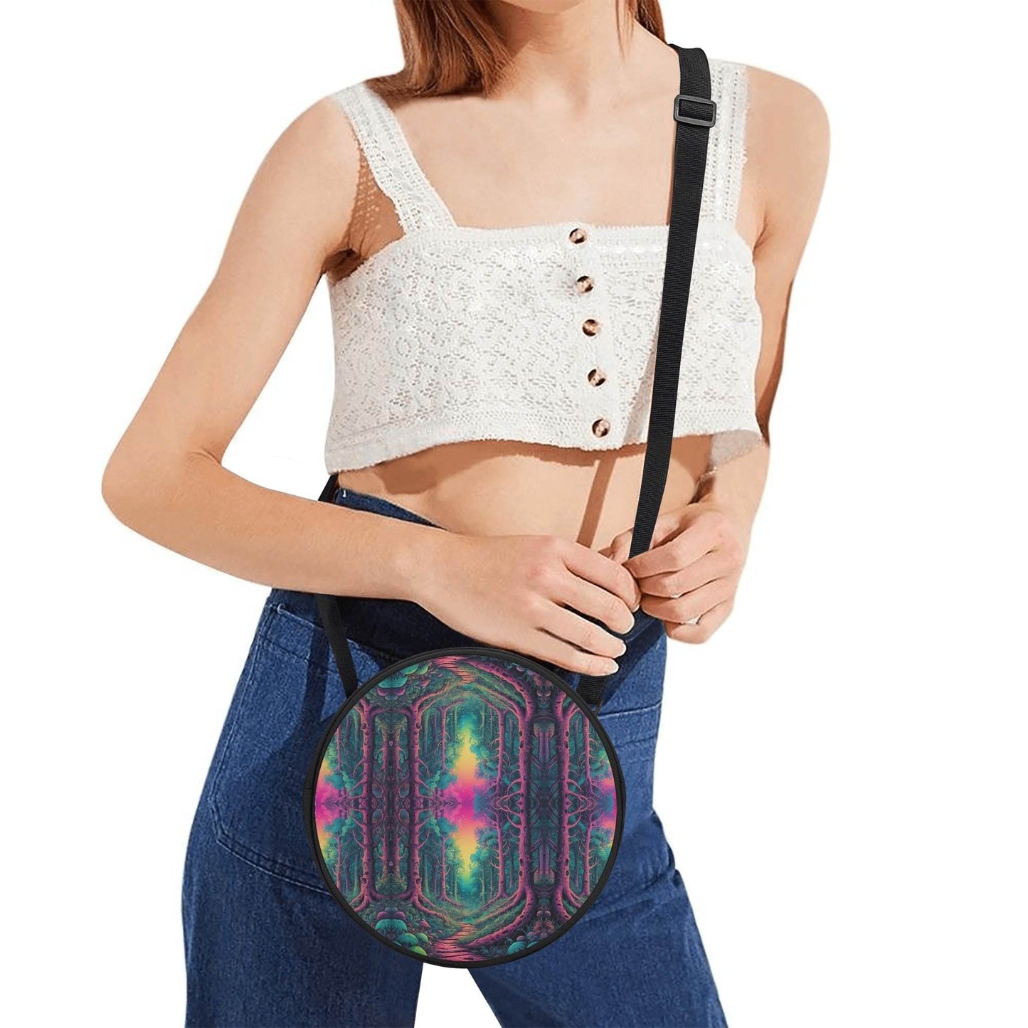 Trippy Forest Round Satchel Bag - DeRose Seasonal
