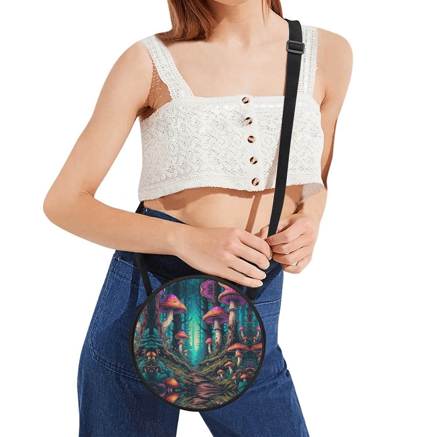 Forest Shrooms Round Satchel Bag - DeRose Seasonal