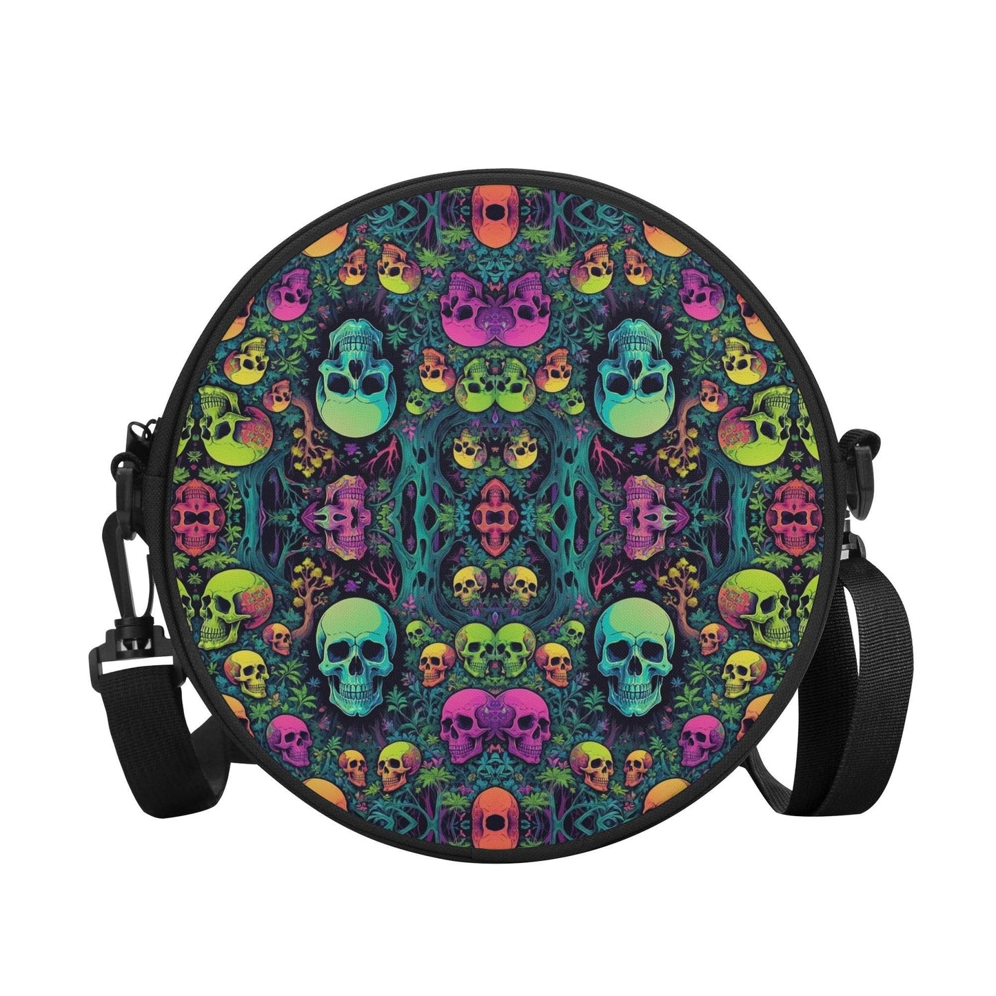 Trippy Skulls Round Satchel Bag - DeRose Seasonal