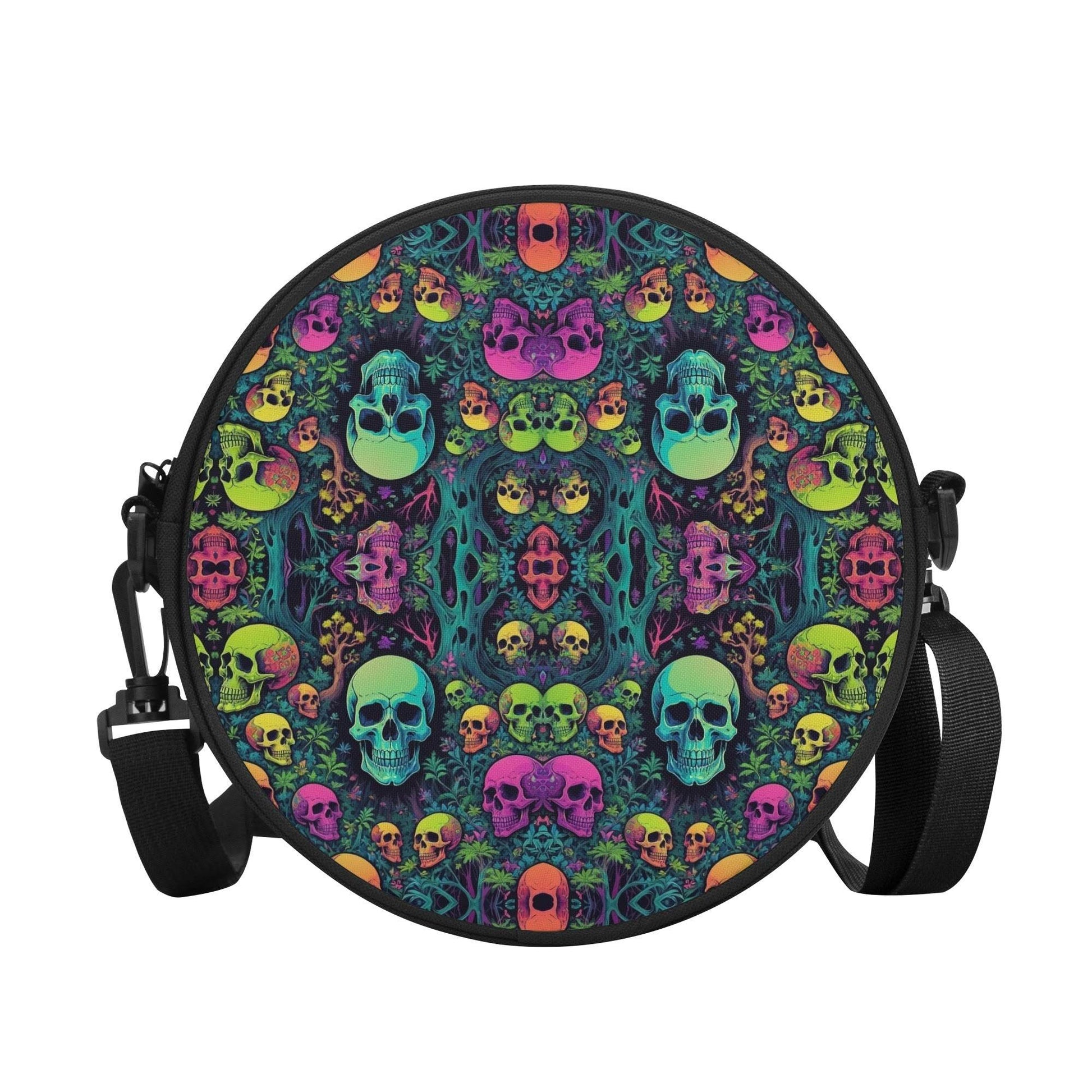 Trippy Skulls Round Satchel Bag - DeRose Seasonal
