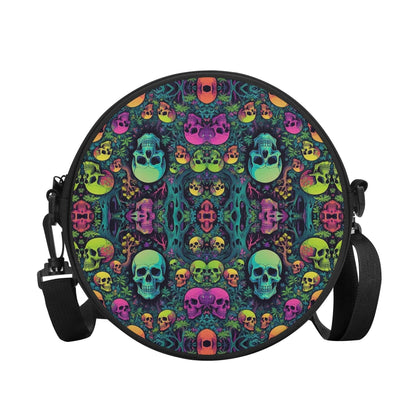 Trippy Skulls Round Satchel Bag - DeRose Seasonal