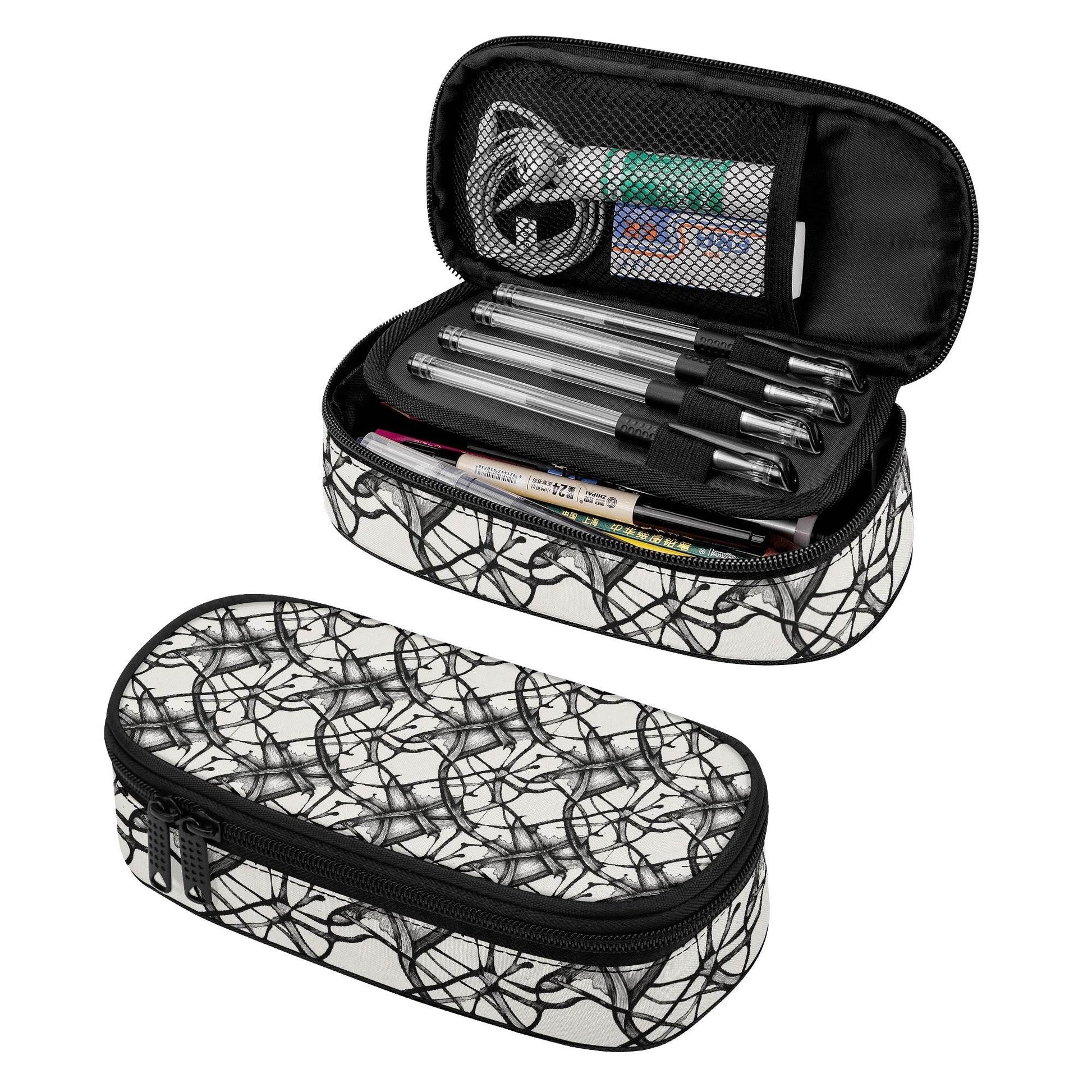 Floral Ink 3-Layer Pencil and Cosmetic Case - DeRose Seasonal