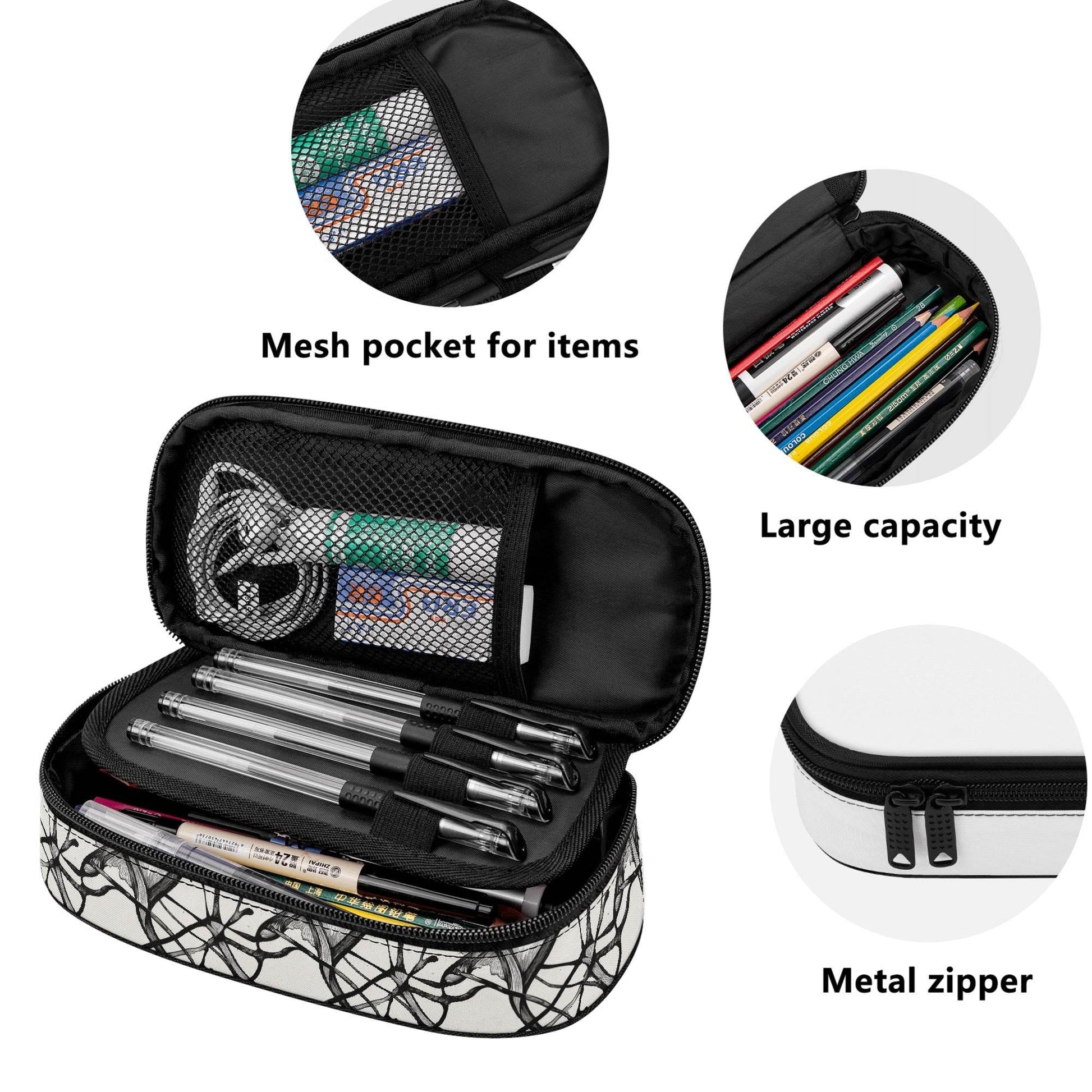Floral Ink 3-Layer Pencil and Cosmetic Case - DeRose Seasonal