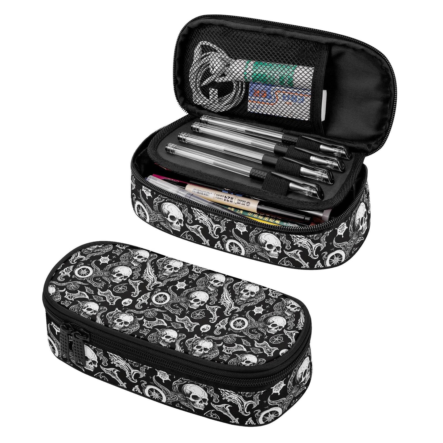Flying Skulls 3-Layer Pencil and Cosmetic Case - DeRose Seasonal