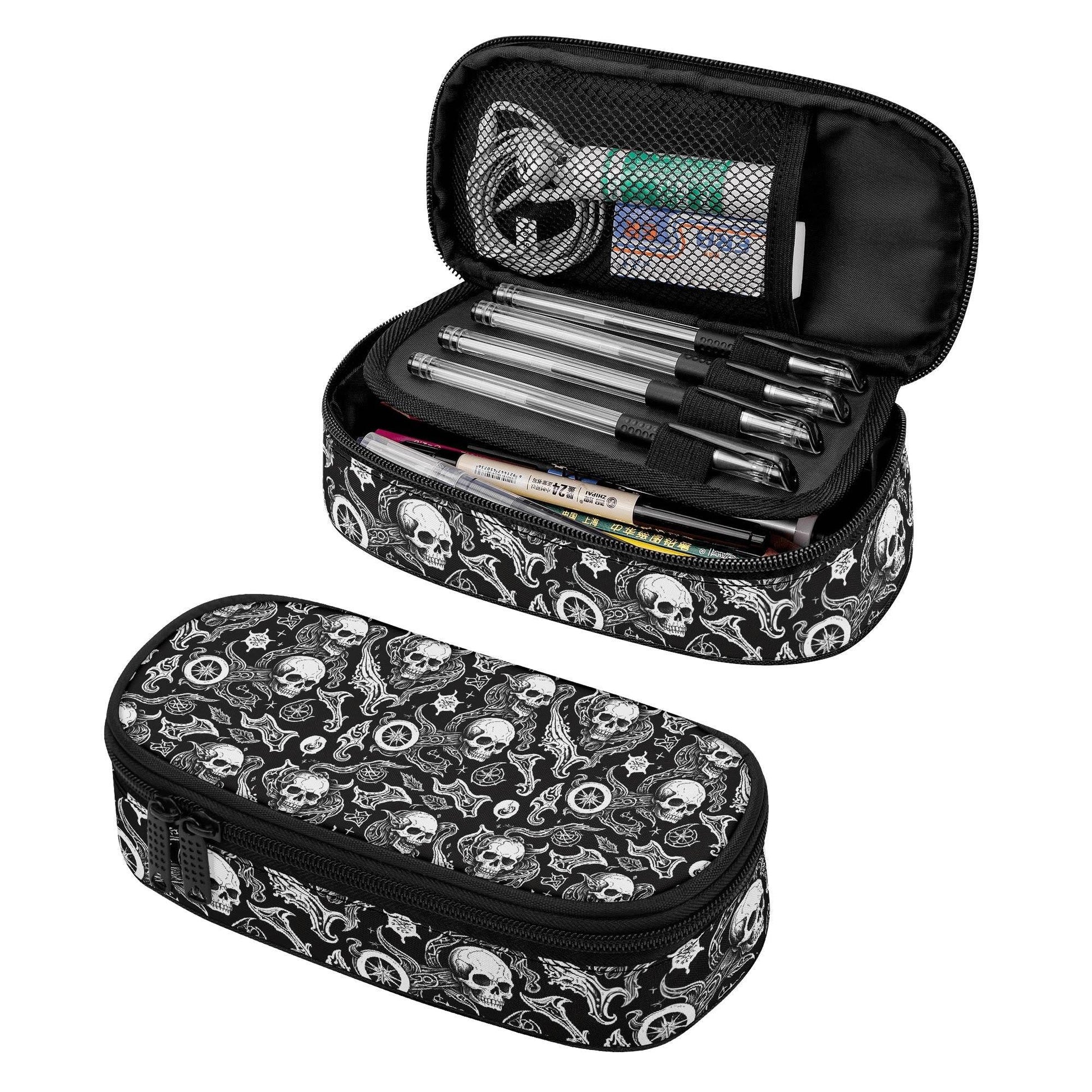 Flying Skulls 3-Layer Pencil and Cosmetic Case - DeRose Seasonal