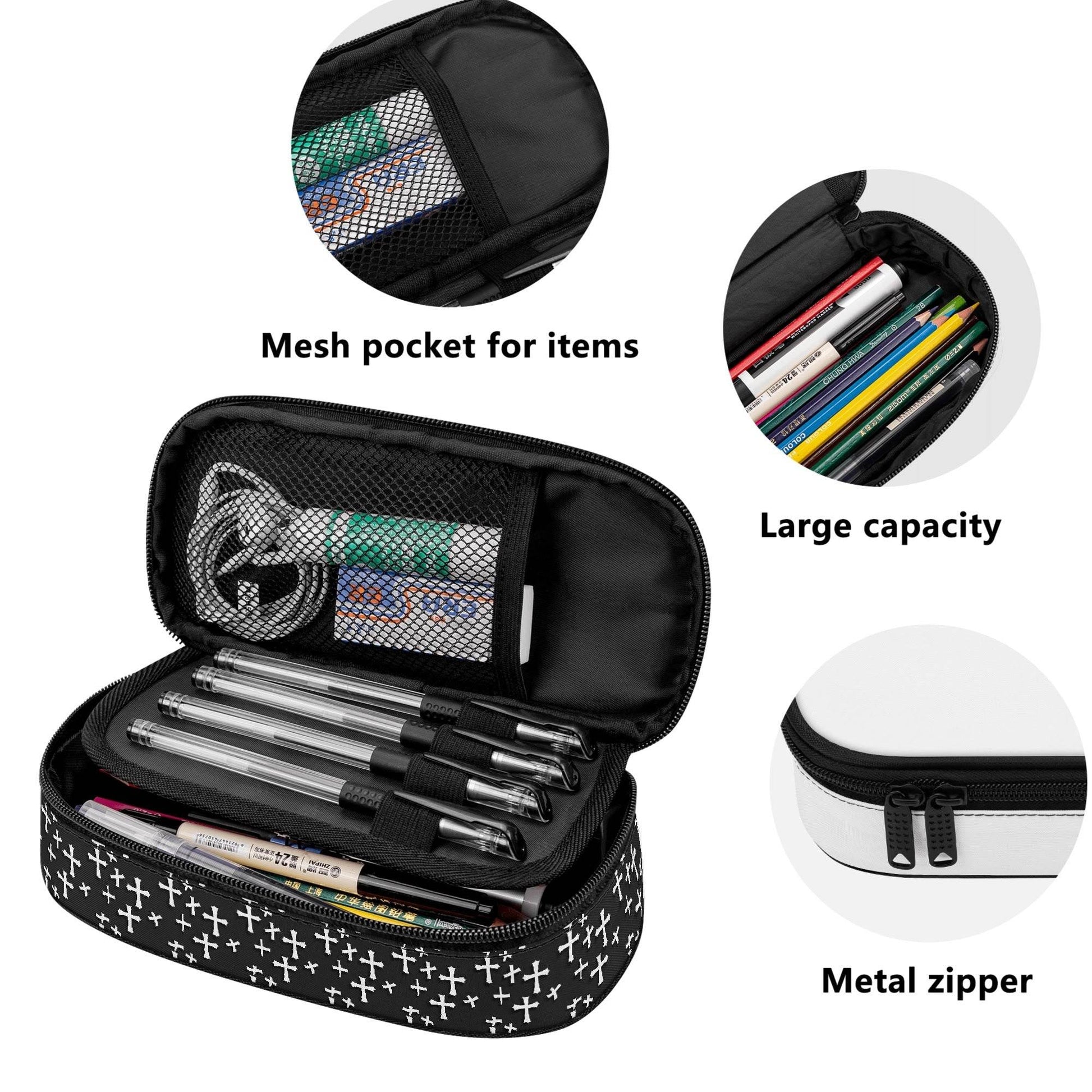 Little Crosses 3-Layer Pencil and Cosmetic Case - DeRose Seasonal