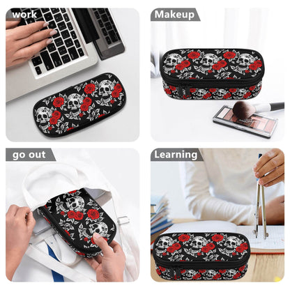 Red Skull Rose 3-Layer Pencil and Cosmetic Case - DeRose Seasonal