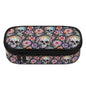 Pastel Floral and Skulls 3-Layer Pencil and Cosmetic Case - DeRose Seasonal