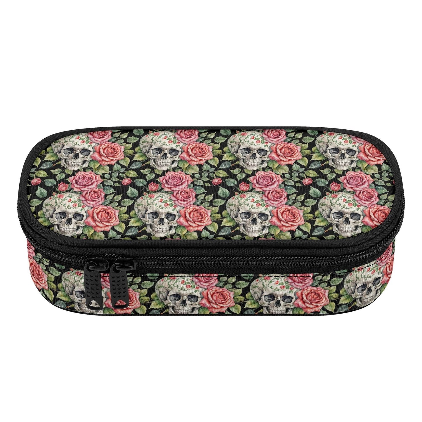 Pink Skulls 3-Layer Pencil and Cosmetic Case - DeRose Seasonal