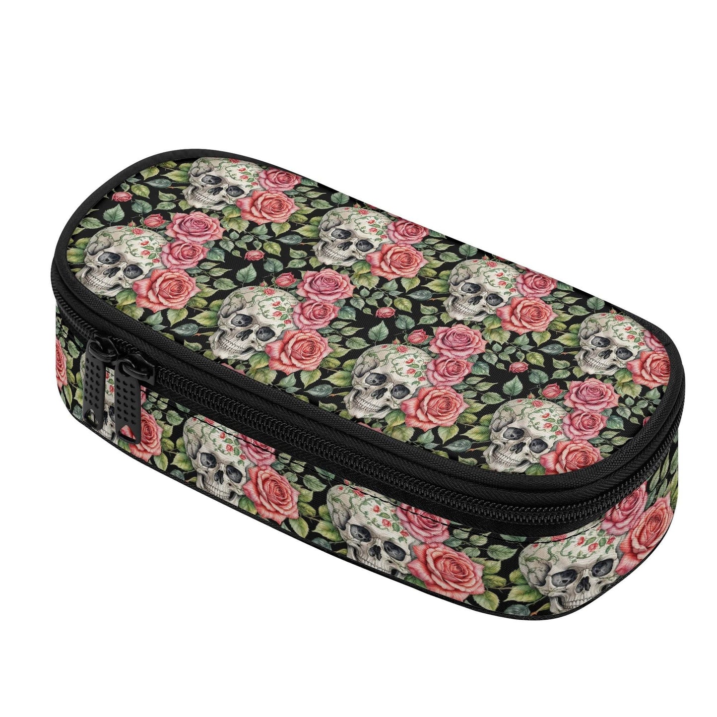Pink Skulls 3-Layer Pencil and Cosmetic Case - DeRose Seasonal