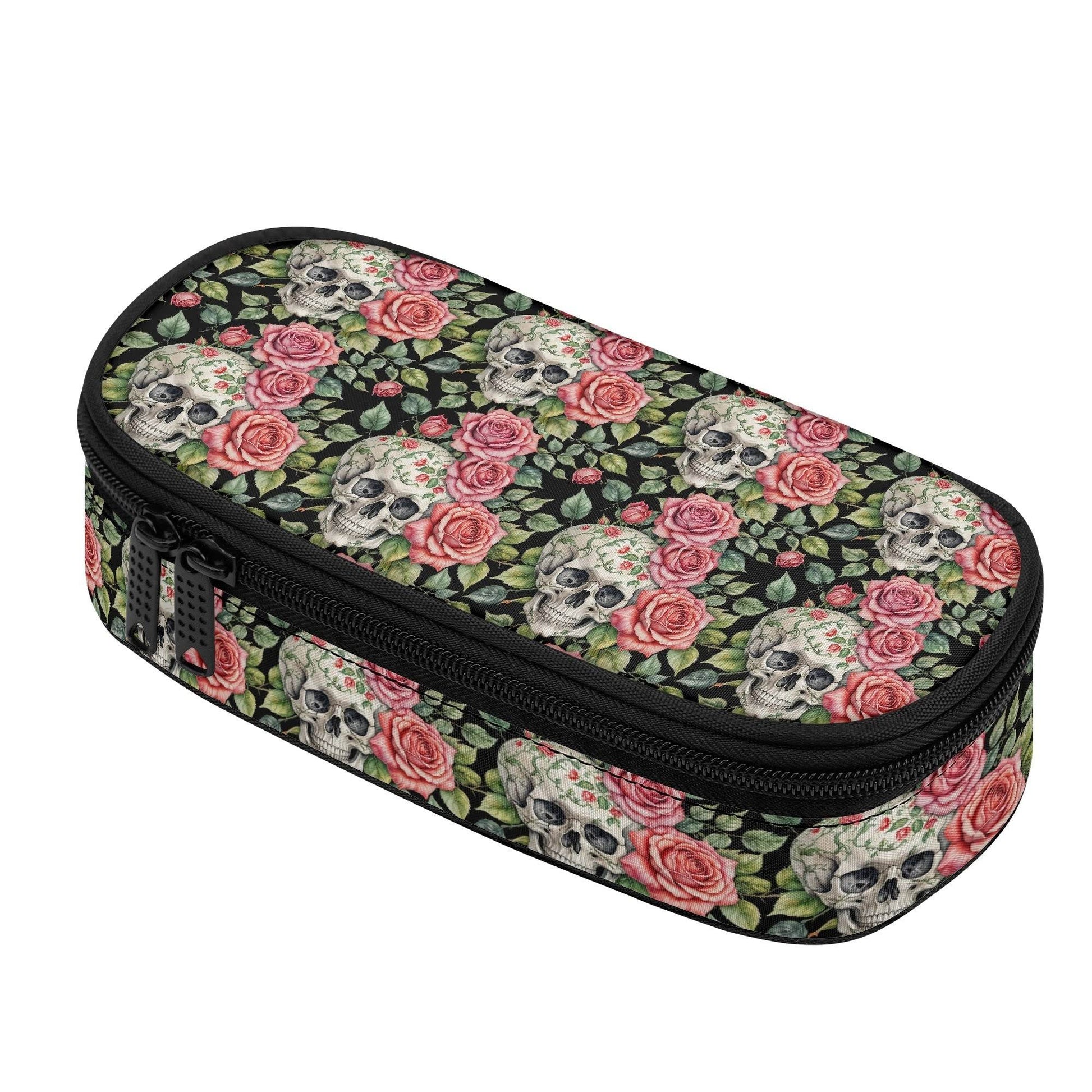 Pink Skulls 3-Layer Pencil and Cosmetic Case - DeRose Seasonal