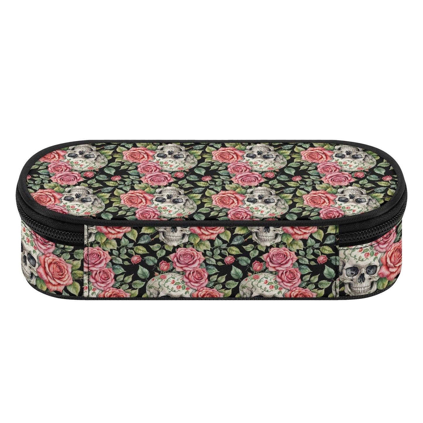 Pink Skulls 3-Layer Pencil and Cosmetic Case - DeRose Seasonal