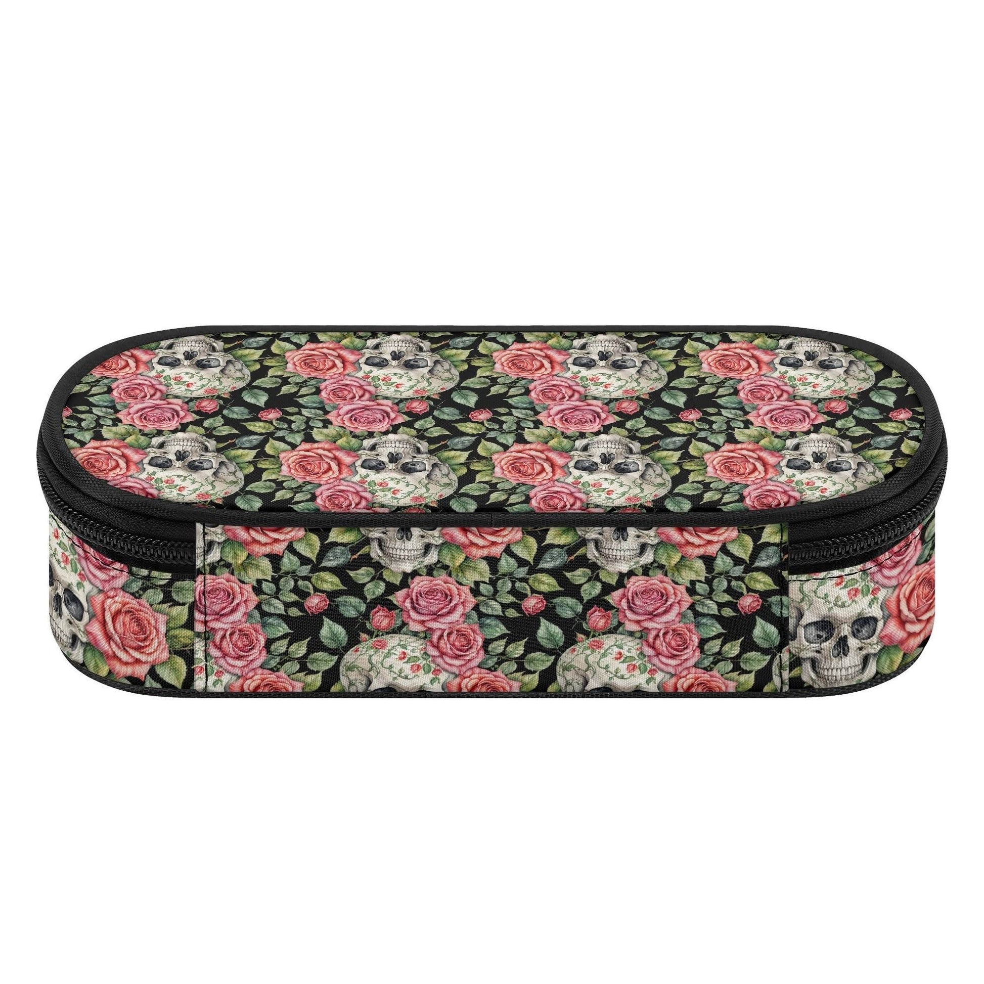 Pink Skulls 3-Layer Pencil and Cosmetic Case - DeRose Seasonal