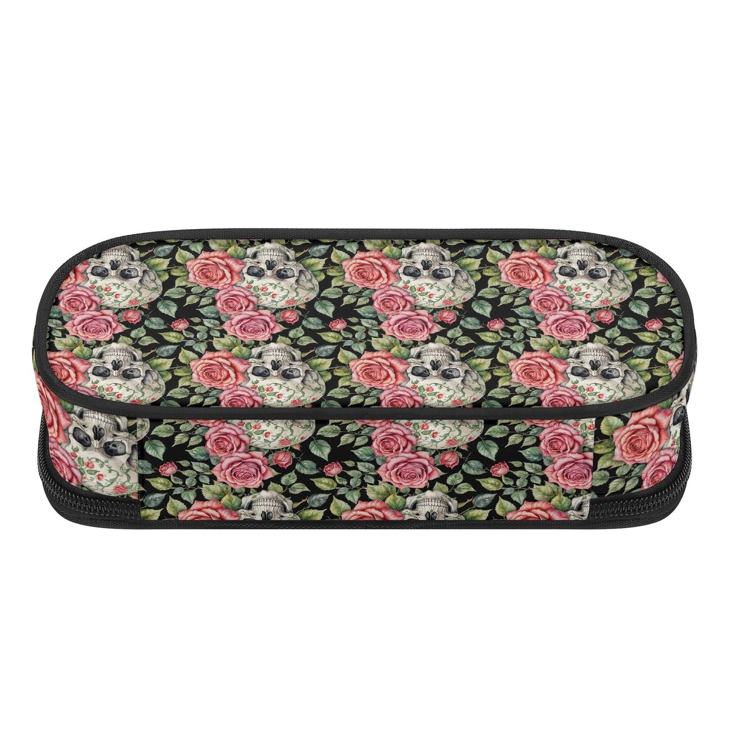 Pink Skulls 3-Layer Pencil and Cosmetic Case - DeRose Seasonal