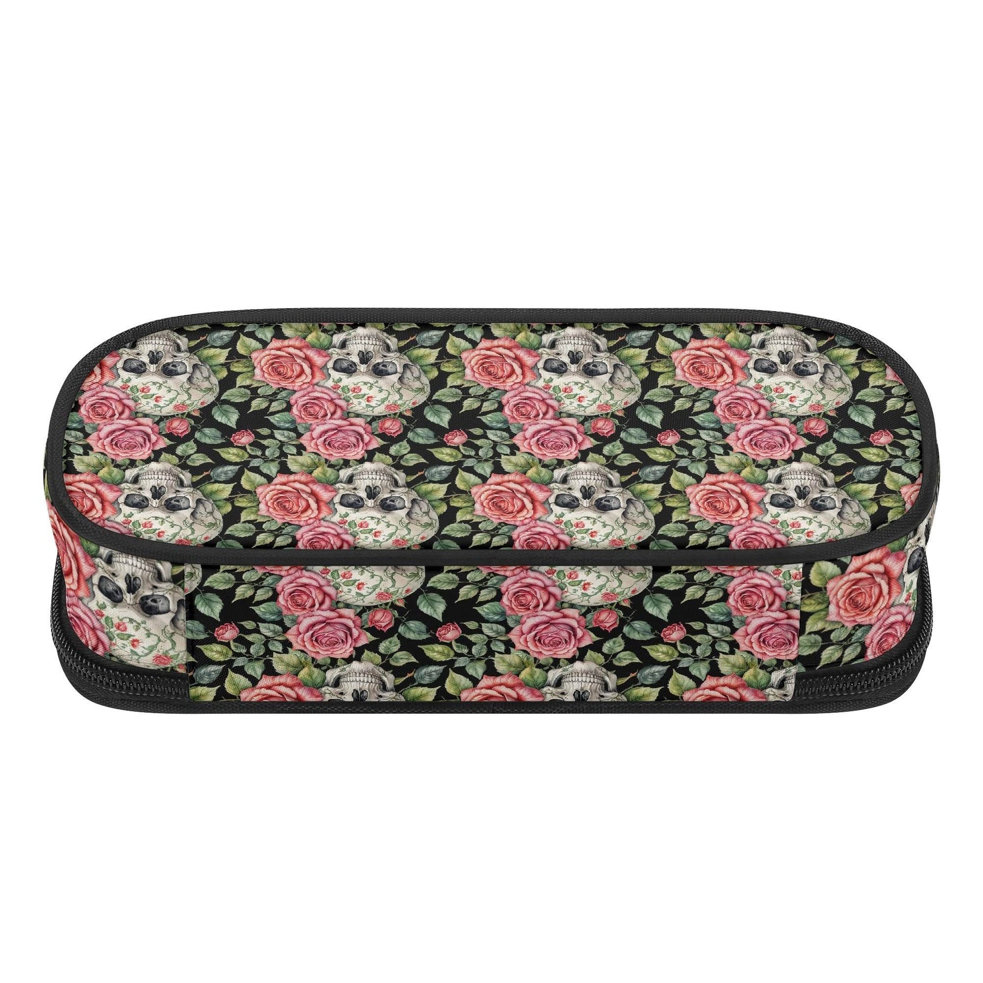 Pink Skulls 3-Layer Pencil and Cosmetic Case - DeRose Seasonal