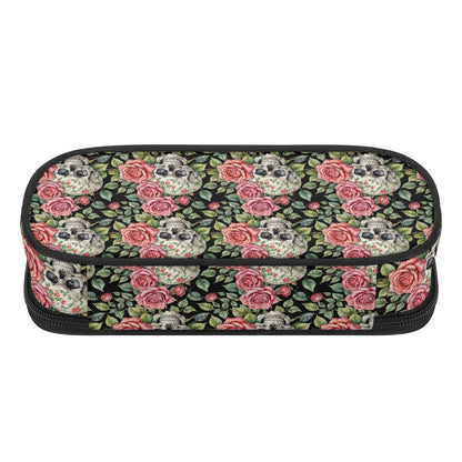 Pink Skulls 3-Layer Pencil and Cosmetic Case - DeRose Seasonal