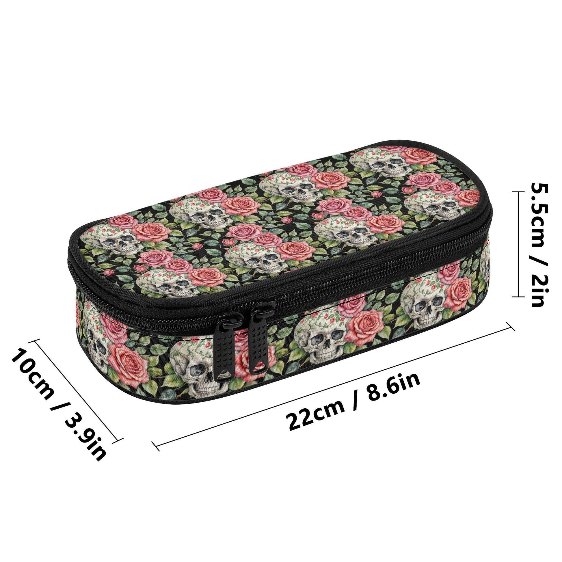 Pink Skulls 3-Layer Pencil and Cosmetic Case - DeRose Seasonal