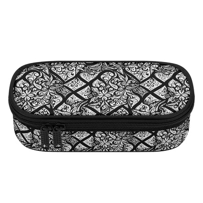 Crosshatch Floral 3-Layer Pencil and Cosmetic Case - DeRose Seasonal