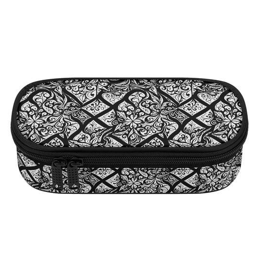 Crosshatch Floral 3-Layer Pencil and Cosmetic Case - DeRose Seasonal