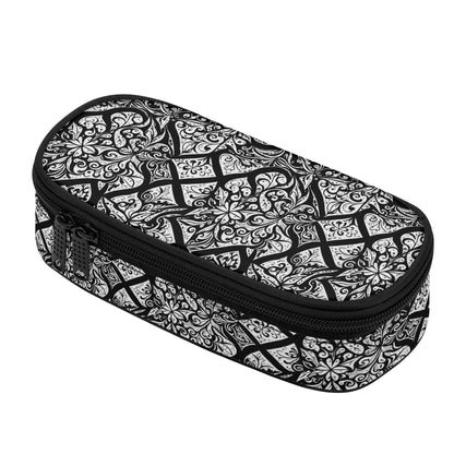 Crosshatch Floral 3-Layer Pencil and Cosmetic Case - DeRose Seasonal