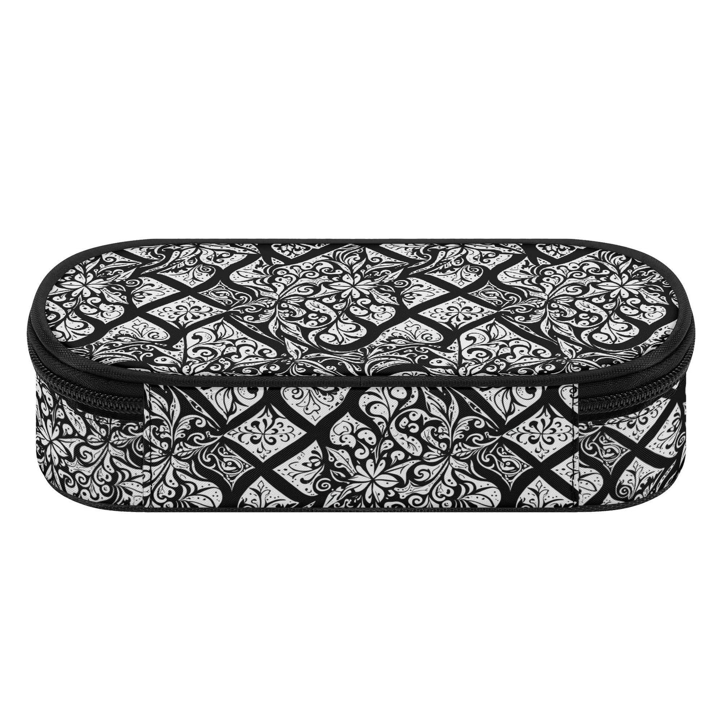 Crosshatch Floral 3-Layer Pencil and Cosmetic Case - DeRose Seasonal