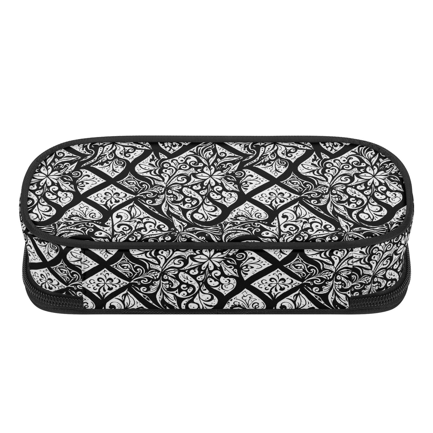 Crosshatch Floral 3-Layer Pencil and Cosmetic Case - DeRose Seasonal