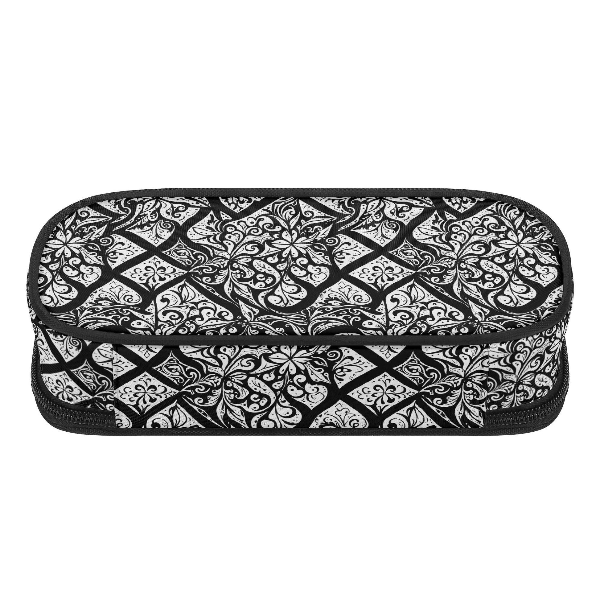 Crosshatch Floral 3-Layer Pencil and Cosmetic Case - DeRose Seasonal