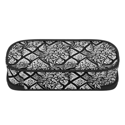 Crosshatch Floral 3-Layer Pencil and Cosmetic Case - DeRose Seasonal