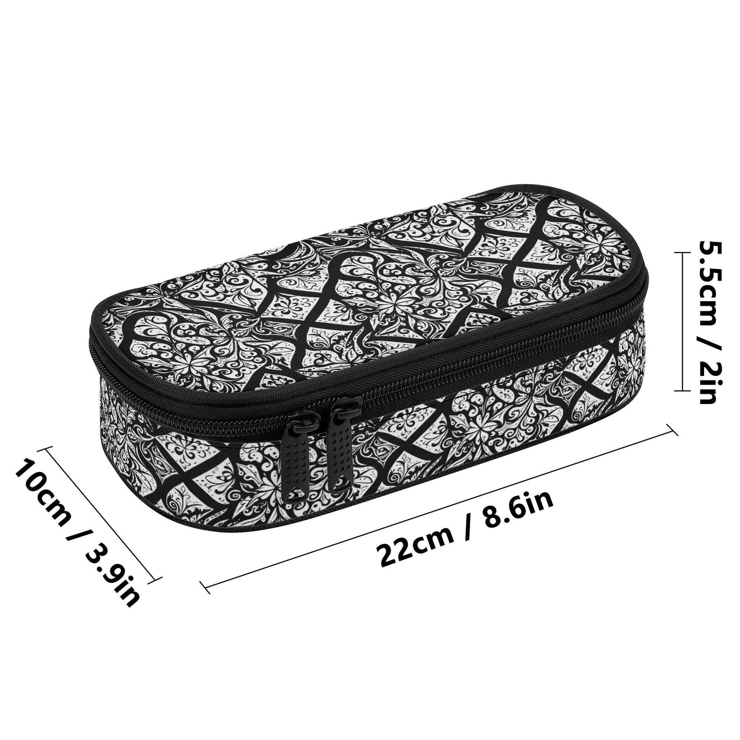 Crosshatch Floral 3-Layer Pencil and Cosmetic Case - DeRose Seasonal