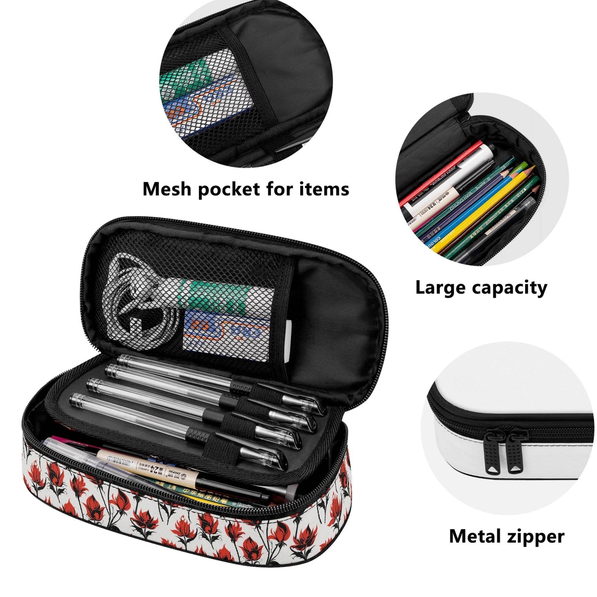 Floral Fire 3-Layer Pencil and Cosmetic Case - DeRose Seasonal