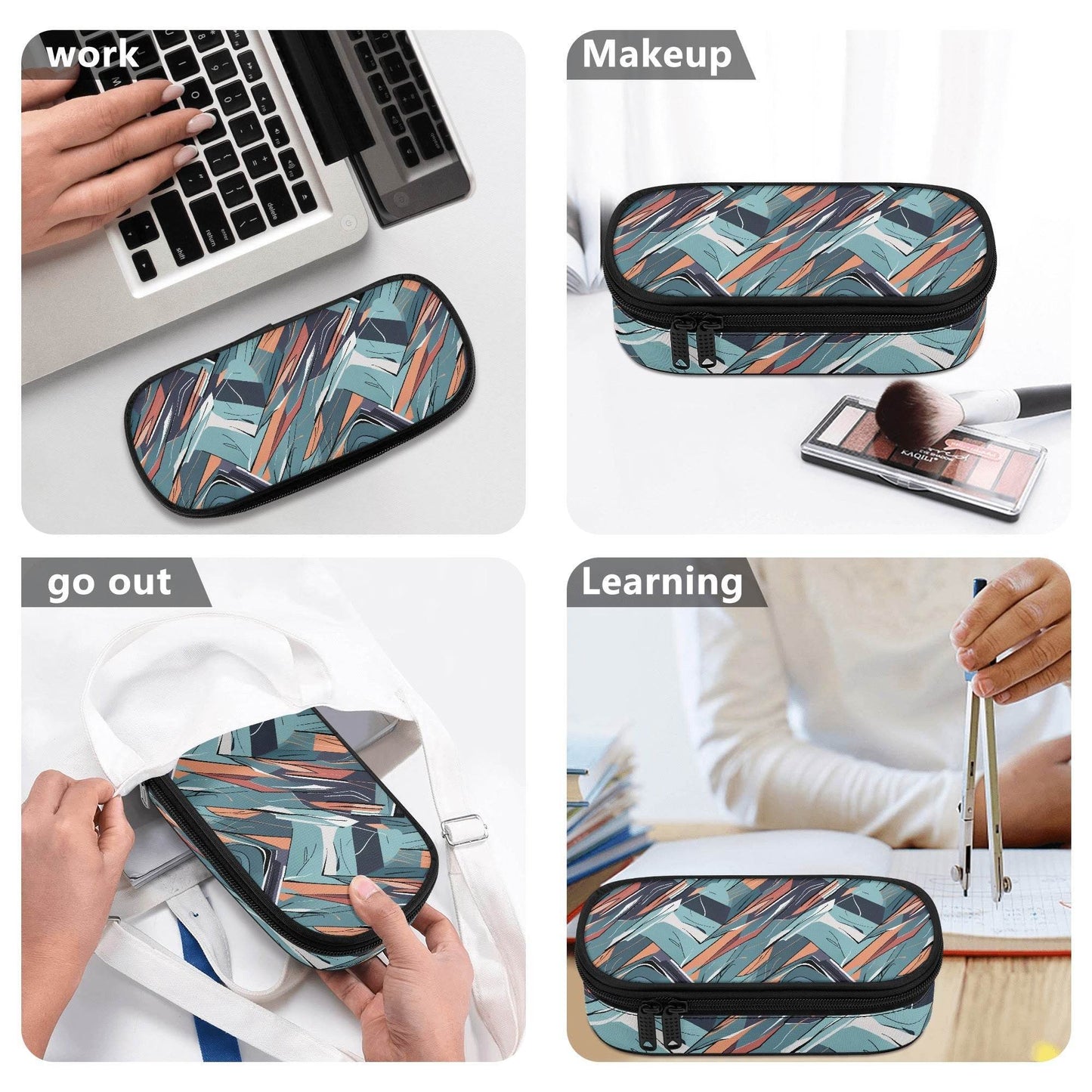 Abstract Breeze 3-Layer Pencil and Cosmetic Case - DeRose Seasonal