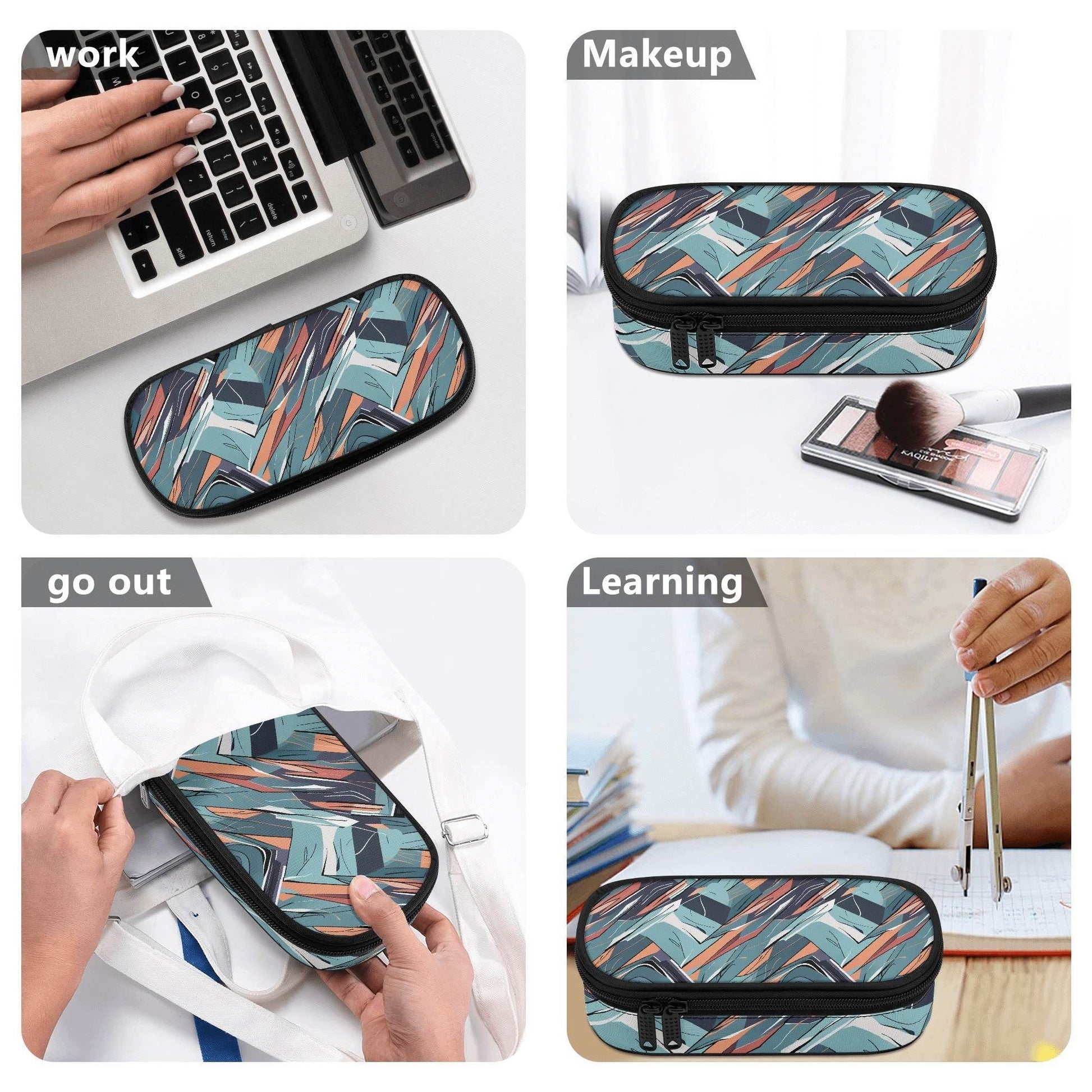 Abstract Breeze 3-Layer Pencil and Cosmetic Case - DeRose Seasonal