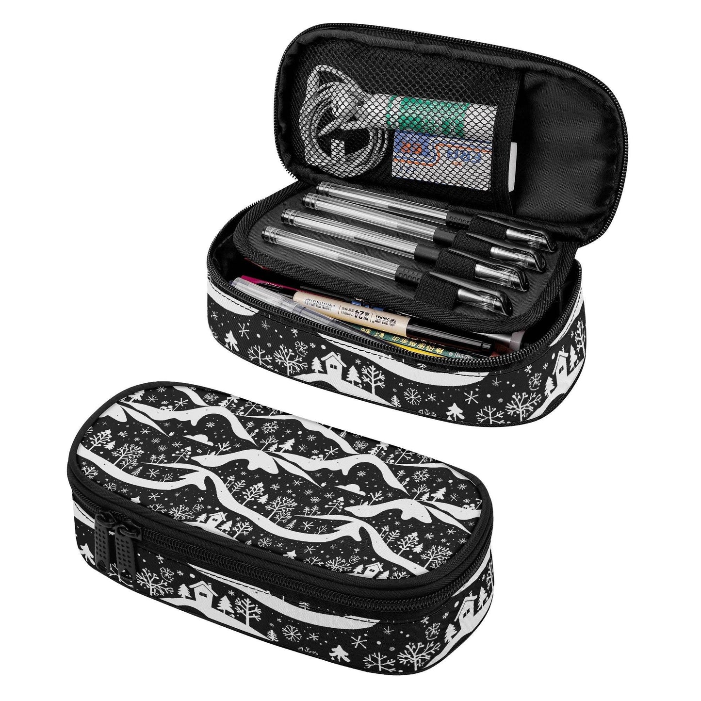 Winter Town 3-Layer Pencil and Cosmetic Case - DeRose Seasonal