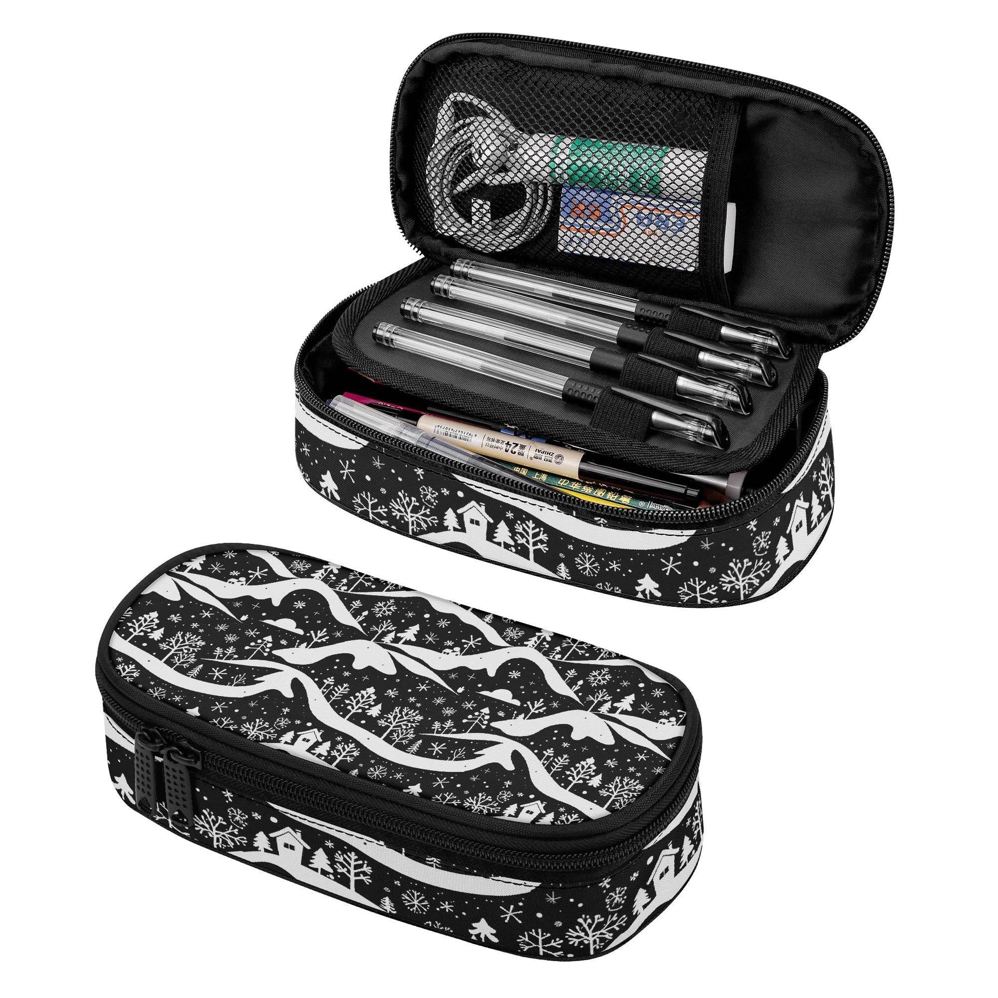 Winter Town 3-Layer Pencil and Cosmetic Case - DeRose Seasonal