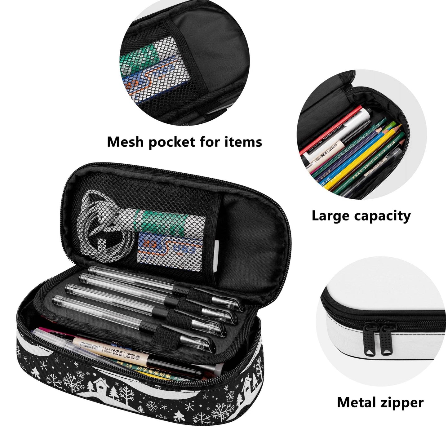 Winter Town 3-Layer Pencil and Cosmetic Case - DeRose Seasonal