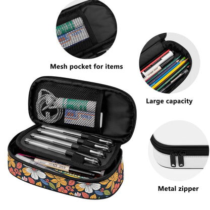Bright Flowers 3-Layer Pencil and Cosmetic Case - DeRose Seasonal