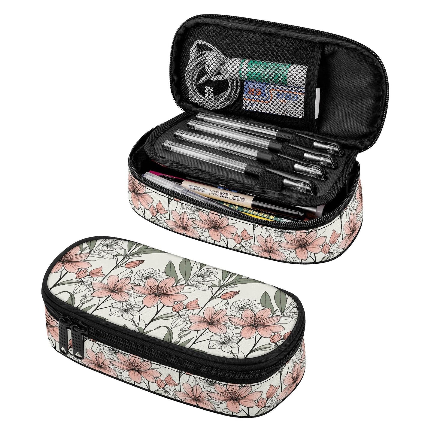 Japan Floral 3-Layer Pencil and Cosmetic Case - DeRose Seasonal